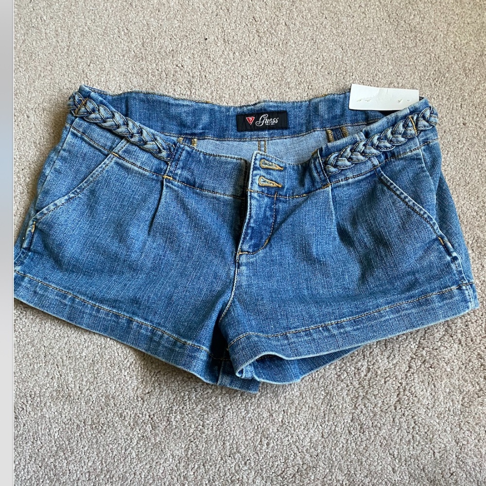 Guess Medium Wash Braided Shorts